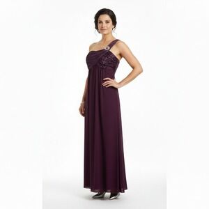 NWT Let's Fashion Womens One Shoulder Maxi Dress Size XL Plum Purple Formal Glam